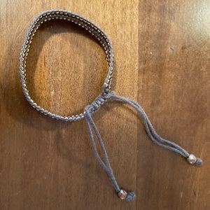 Gray and Gold Beaded String Bracelet